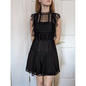 Self-Portrait Black High Neck Lace Mini Dress